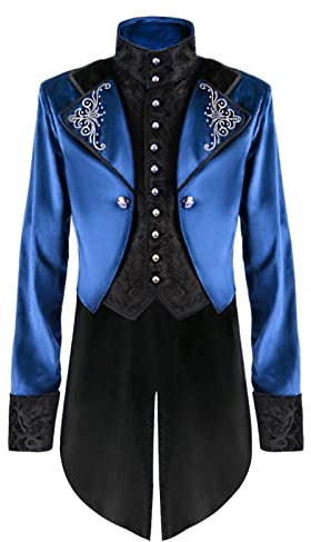 Herren Steampunk Frack Jacke Gothic Viktorianischen Langer Mantel Viktorianischen Retro Mittellang Mantel Punk Jacke Fasching Karneval Party Kostüm Vintage Punk Stil Frack Karneval Jacke Fasching
