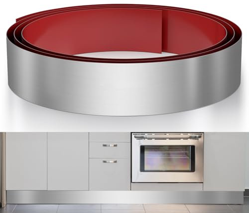 Sanbege Stainless Steel Toe Kick Cover, 4 x 102 Baseboard Plate, Self Adhesive Kickplate for Bottom of Door, Kitchen Island, Cabinet, Cupboard (Brushed Nickel)