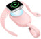 Charmast Portable Charger Compatible with Apple Watch Series 9/8/SE/UItra/7/6/5/4/3/2/1, 1200mAh Wireless iWatch Charger Power Bank Built in input Cable Keychain Travel Accessories (Pink)