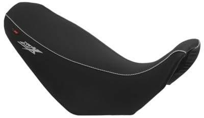 Moto Discovery Sitzbankbezug kompatibel mit Yamaha XT660X 2004-2015 schwarz mit weißen Nähten und weißem Logo (G)