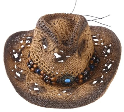 WRITWAA Robes Chapeau De Cow-boy En Paille Chapeaux Pour Femmes Chapeaux De Cowgirl Pour Femmes Western Chapeaux De Paille Pour Femmes Chapeau De Femme Tenues Chapeau De Homme