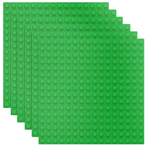 TINGLAND 6 placas de construcción grandes compatibles con Duplo, placa base Duplo verde, placa DUPLO de 25,5 x 25,5 cm para juguetes preescolares creativos. (verde)