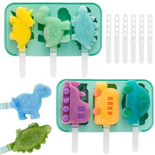 KIKVTER 2 Stück Eisformen Eis am Stiel, Eisformen Silikon mit 12 Sticks, DIY Eis am Stiel Formen, BPA Frei Eisformen Kinder, Eisformen Wiederverwendbar für Kinder und Erwachsene Eisformen