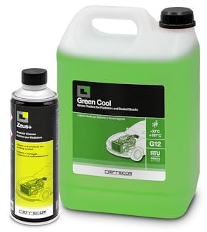 ERRECOM Kit Sostituzione Liquido Radiatore Verde, Contiene Zeus+ Detergente Disincrostante per Radiatore (350 mL) e Green Cool Liquido Radiatore Verde -30°C/+107°C Pronto all’Uso antigelo G12 (5 L)
