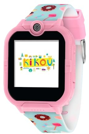 Kikou Montre Digitale pour Fille, Collection GAMEWATCH, Bracelet en Silicone Rose, Smartwatch, Étanche jusqu'à 3 ATM, Glace Saphir, Garantie 2 Ans