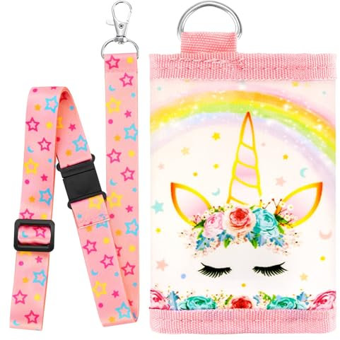 Portefeuille pour enfants avec cordon pour filles, porte-monnaie licorne, porte-monnaie, porte-cartes, porte-monnaie ... Les filles et les adolescentes adoreront sûrement ce portefeuille unique