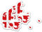 Finest Folia 2er Set Länder Silhouetten Aufkleber Länderaufkleber Bundesland Flagge Sticker für Auto Fahrrad Motorrad Modellblau selbstklebend wetterfest R215 (05 Dänemark)