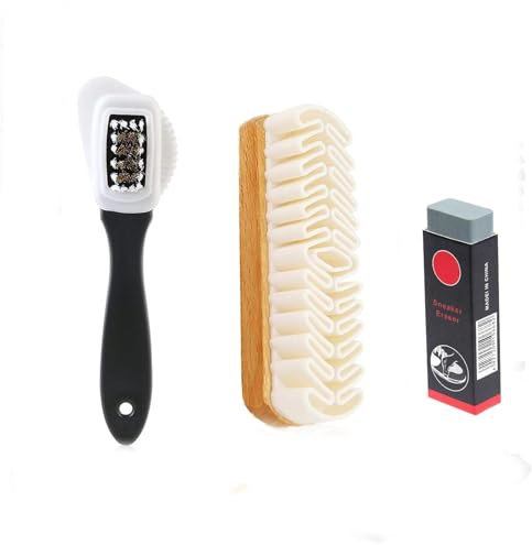Suede Brush Kit,3 pcs Suede Brushes for Shoes Suede Shoe Cleaning Brush + 1 Nubuck Brush + 1 Eraser Clean 4-Sided Shoe Cleaner for Shoes Suede Leather Boot Cleaning