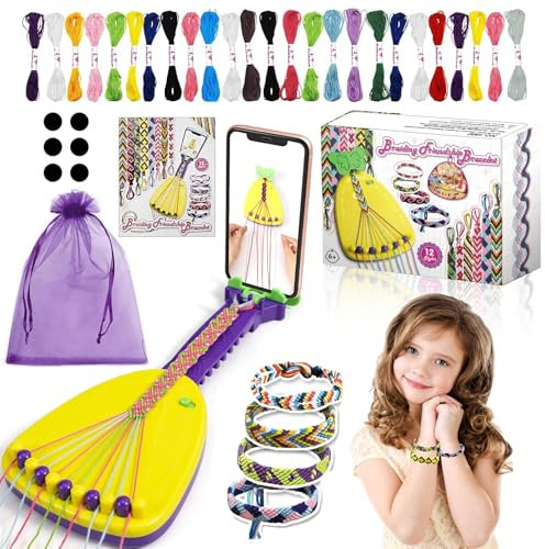 Braccialetti dell'amicizia kit artigianale ragazze, braccialetto fai da te kit artigianale per i bambini di età 6-14, braccialetti annodare set con 25 fili e piastre di intreccio, ecc