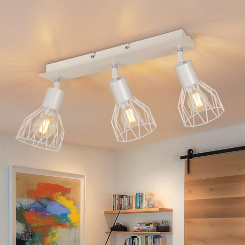 Kimjo LED Deckenstrahler 3 Flammig Schwenkbar - Deckenlampe Strahler Deckenleuchte 3 Flammig Deckenstrahler Weiss Deckenlampe 3 Flammig E14 - Küchenlampe Modern Spotbalken 3 Flammig Nein Leuchtmittel