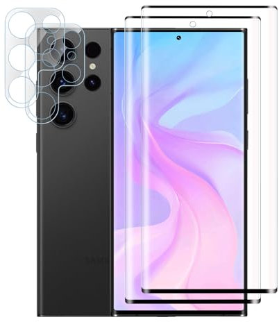 Agedate Schutzfolie für Panzerglas für Samsung Galaxy S22 Ultra Panzer Schutz Glas Folie, 2+2 Stück Kamera Panzerfolie für S22 Ultra Schutzglas Displayschutz, S22 Ultra Kameraschutz Displayschutzfolie