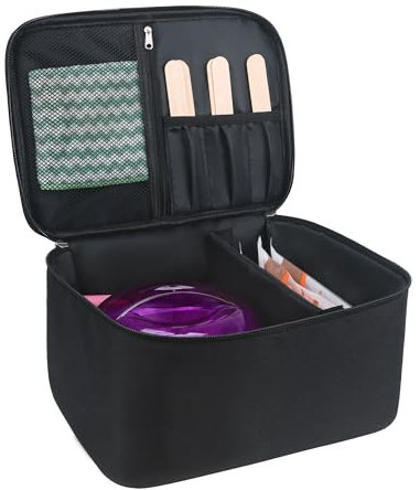 Waxing Kit Organizer Bag - Wax Warmer Storage for Hair Removal Tools, Black, Black