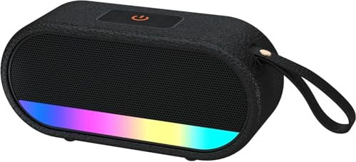 Cassa Bluetooth Portatile Potente, Altoparlante Bluetooth 5.3 con Sonori Stereo HiFi Bassi, IPX6 Speaker Bluetooth con Luce LED, 10H di Autonomia, Chiamata Senza Mani per Casa, Esterno, Viaggi, Nero