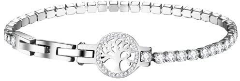 Cupimatch Gourmette Femme Arbre de la Vie Bracelet Tennis Or 14K Plaqué Bracelet Femme Argent,Cadeau Anniversaire Femme avec Zircone