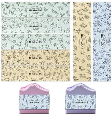 PH PandaHall 90pcs Branch Seife Wrapper für hausgemachte Seife, 9 Styles Pflanze Blätter Seife Etiketten Seife Verpackung Papier für handgemachte Seife Lotion Bars Bad Geschenkverpackungen, 21x5cm