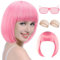 Perücke Damen Fasching Pinke,Bob Perücke Rosa,Perrücke Frauen Kurz mit Haarnetz und Bunte Brille,Perrücke Frauen 80er Damen,Pink Wig für Karneval Fasching Cosplay Party
