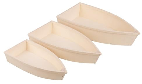 Rayher Holz Fischerboote, Set 3-teilig, Deko-Schiffe Holz, FSC zertifiziert, natur, 3 Größen, Holzschiff, Fischkutter, 64656505