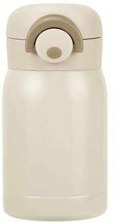 Risipu Small Water Bottle 150ml with Straw – Mini Thermos Flask for Hot and Cold Drinks, One-Hand Open, Leak-Proof Lid, Stainless Steel, Portable for Coffee, Milk, Juice (C-Milky)
