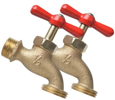 POPETPOP 2 Stück Gartenwasserhahn Kupferarmatur Mit 1/2 Zoll Gewinde Langsamer Messing Wasserhahn Für Garten Und Hof Glatte Oberfläche Freistehend Langlebig