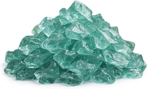 Glassteine Deko aus Recyceltem Glas - Türkis - 20kg - Glasnuggets Groß 3-5 cm - Dekosteine für Vasen und Blumentöpfe - Terrarium & Aquarium Steine - Gartenstein für Innen & Außen (Türkis, 20kg)