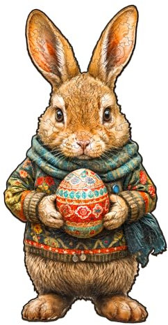 KaayeeWood Ostern Holzpuzzle Erwachsene,180 Teile Osterhase Holz Puzzle,Einzigartige Wooden Puzzle Mit Box Aus Holz Geburtstagsgeschenk für Erwachsene und Kinder