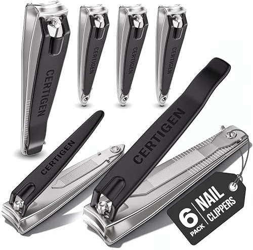 Nail Clippers Set 6 -Pack - Includes Toenail Clippers, Fingernail Clipper, and Finger Nail Clippers for Men and Women Adult, Toe Nail and Fingernail Clipper Kit