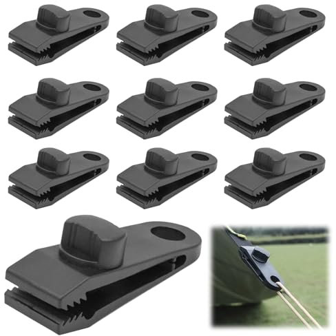 Lot de 10 Clips de bâche résistants, Design en Dents de Scie, Accessoires pour Tente, Pince pour Bâche, Attache Bâche Piscine, Polyvalent pour Camping et Extérieur