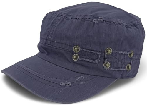 styleBREAKER Unisex Military Cap im Destroyed Vintage Look | verstellbares Army Cap aus Baumwolle | Used Look Schirmmütze für Herren und Damen, Farbe:Dunkelblau