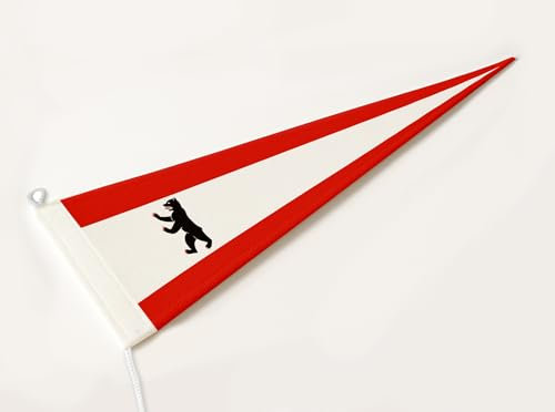 FLAGLY Premium Langwimpel Berlin 115g/m² Stoffgewicht, robustes und witterungsbeständiges Glanzpolyester - Wimpel Berlin, Fahnenmast Zubehör (150x40 cm)