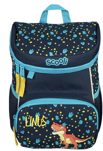 minimutz Kindergartenrucksack Mini-Me Dino TRex- Personalisiert mit Name - Rucksack Jungen 3-6 Jahre - Gepolsterte Schultergurte mit Brustgurt (Domi Dino)