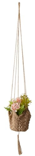 GORGECRAFT Macrame Plant Hanger 97cm Jute Rope Crochet Woven Pot Hanging Holder Decorative Flower Planter Tassels Long Basket Stand Fence with S Shaped Hook for Indoor Outdoor Wall Home Boho Decor
