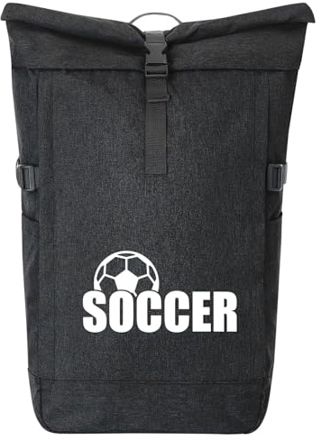 Huuraa Kurierrucksack Soccer Ball 30-44 Liter Black Melange Fairtrade Rolltop Rucksack Geschenkidee