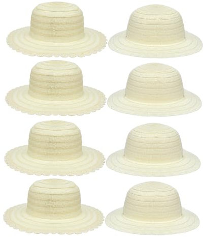 BESPORTBLE 8Pcs Straw Hats DIY Painting for Blank Sun Hats for Creative Projects for Parties School Activities and Outdoor Fun