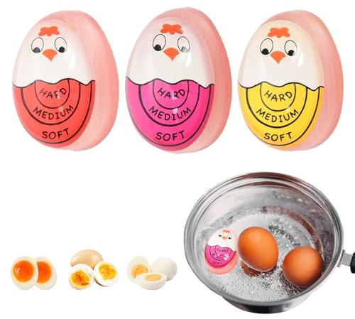 3 Pack Egg Timer Set, Reusable Heat Sensitive Color Changing Egg Timers for Boiled Eggs