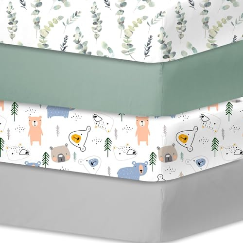 Little Grape Land Spannbettlaken 60x120cm, 4er Set Babybett Kinderbett | Weiche Mikrofaser, atmungsaktiv, mit 360° Rundum-Gummizug, Oeko-TEX zertifiziert und pflegeleicht für den täglichen Gebrauch.