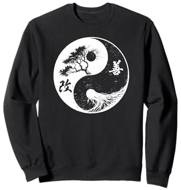 Yoga Yin Yang Bonsai Albero Della Vita Kaizen Giapponese Kanji Zen Felpa