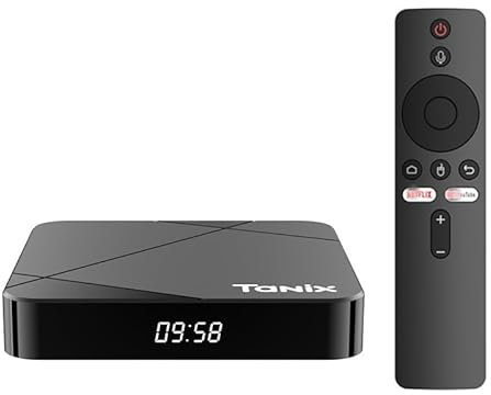 CHROX Android TV Box 14.0, CPU S905Y5 e GPU Mali G57-MC1, chipset Android Box, risoluzione 4K, Supporto 2.4G/5.8G Dual WiFi e Bluetooth 5.0 Smart TV Box,4gb+32gb