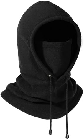 Hiver Cagoule en Polaire Thermique, Cagoule Coupe-Vent Masque Multifonction, Chaud Respirant, Balaclava Chapeau pour Homme Femme Sports Plein Air Ski Cyclisme Randonnée Course, Noir