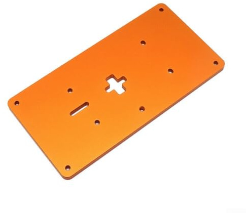 Frästisch-Einsatzplatte für Stichsäge, Aluminiumlegierung, 235 x 20 x 8 mm, mit Befestigungsschrauben, kompatibel mit elektrischen Stichsägen-Werkbänken, Orange
