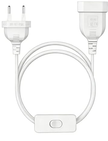 VIEVRE Verlängerungskabel Eurostecker mit Schalter,2,5A 250V Kabel mit Schalter und Stecker 0,75mm²,Lampenkabel mit Schalter,Euro Netzkabel Stromkabel,Kabel(Weiß, 3,0m)