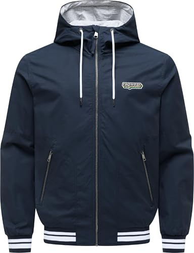 Ragwear Herren leichte Übergangsjacke im Collegejacken-Stil kurze Jacke mit Kapuze und elastischem Saum Stewan YOUMODO S-4XL