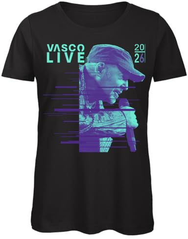 Bughyprint Tshirt Maglia Maglietta Cotone Donna Casual Girocollo Vasco Live Tour 2026 Merch Tour 2026
