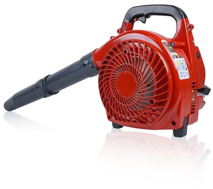 Benzin Laubbläser & Gartenbläser 2-Takt Motor (300 km/h), Rot | Handgetragen | Einfacher Kaltstart | Für Laub, Schmutz & Schnee in Garten, Hof, Terrasse & Rasen