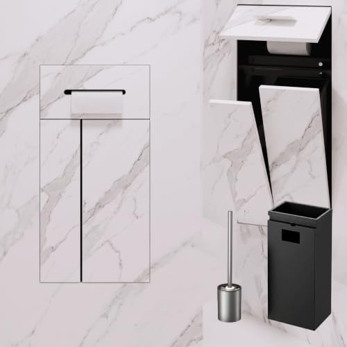 3-in-1 Unterputz Toilettenpapierhalter,304 Wc Modul Bbefliesbar, | mit verdecktem Mülleimer und Bürstenhalter, kachelbarer versteckter Stauraum, schwarz, für Badezimmer, Küche, Büro