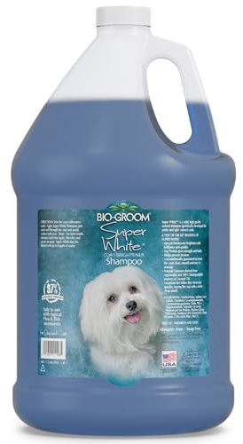 Bio-Groom - Super White Hundeshampoo - Für weißes und helles Fell - Aufhellendes Shampoo - Verleiht dem Fell Glanz - Mit Sojaprotein - 3.8 L
