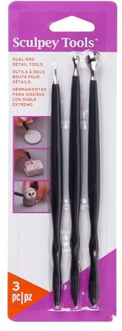 Artemio Sculpey Polyform Set de 3 Outils de Modelage Pâte, Plastique, Noir, 8,3 x 1,3 x 23,7 cm POASSD01