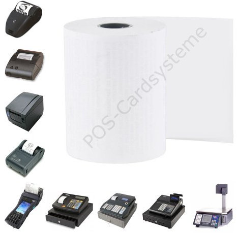 20 Stück Kassenrollen 76mm x 40m x 12mm kompatibel mit Bixolon SRP-275 / Normalpapier/Bonrollen/Additionsrollen/holzfrei