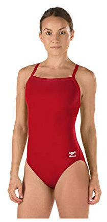 Speedo Swimsuit One Piece Endurance+ Flyback Solid Adult Team Colors, Costume da Donna, Rosso Scuro, 30