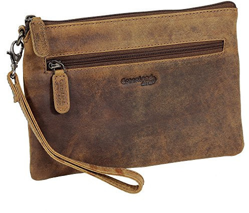 Ledershop24 Leder Banktasche Bankmappe Geldtasche Belegtasche Dokumententasche Geldscheintasche mit hochwertigen YKK Reißverschlüssen - Greenland Nature Farbe: braun