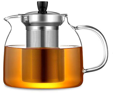 ecooe 1000ml Teekanne Glas Teebereiter mit Abnehmbare Edelstahl-Sieb Glaskanne
